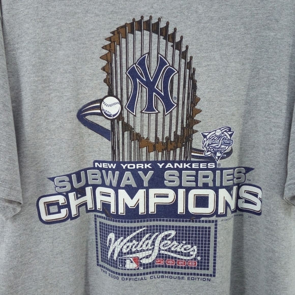 NY Yankees 2000 Subway Series Champions World Series Gray Lee 90% Cotton Top L - Picture 7 of 7
